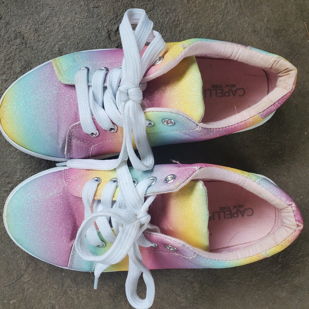Girls sparkly rainbow sneakers